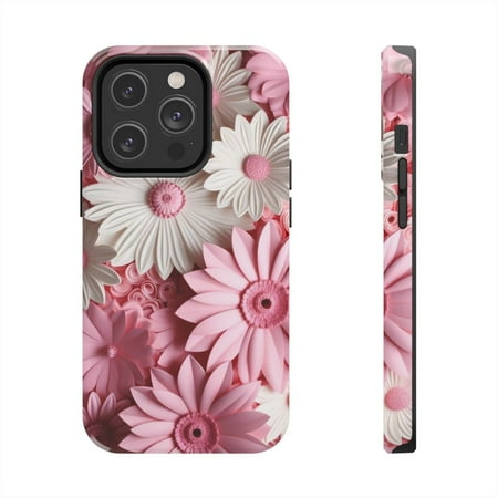 iPhone Tough Case - Flowers Floral Popping 3D Soft Pink Blooming Accessory - iPhone 14 Pro