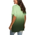thumbnail image 3 of Women's V Neck T Shirts Casual Rolled Short Sleeve Side Split Summer Tops Loose Fit, 3 of 10