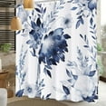 thumbnail image 2 of Extra Long Shower Curtain,Navy Blue Floral Shower Curtains for Bathroom,Watercolor Flowers Plant Leaf Bath Curtain Sets,Waterproof Fabric Cloth Shower Curtain Sets 72x84in with Hooks, 2 of 6