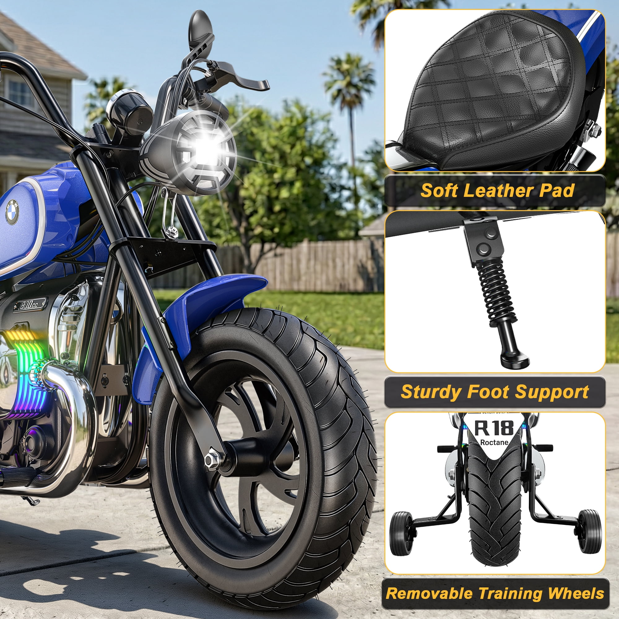 East doll BMW licensed Electric Motorcycle for Kids, 24V Ride on Toy for Big Kids 6-12, 300W Power Motor, Up to 13.05MPH & 12 Miles Range, Lights & Music, Electric Car for Kids, Black
