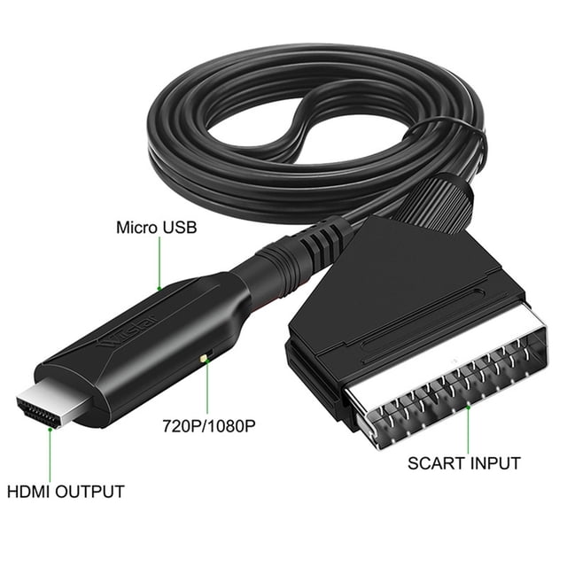 Cable convertidor, adaptador de audio y video portátil de 1 m de longitud, flexible para Macarena Convertidor SCART a