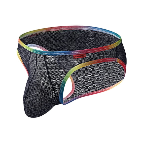 USNSM Men's Colorful Briefs Panties Fashion Low Waist Bikini Mesh Breathable Underwear Bulge Pouch Sport Jockstraps Blue L