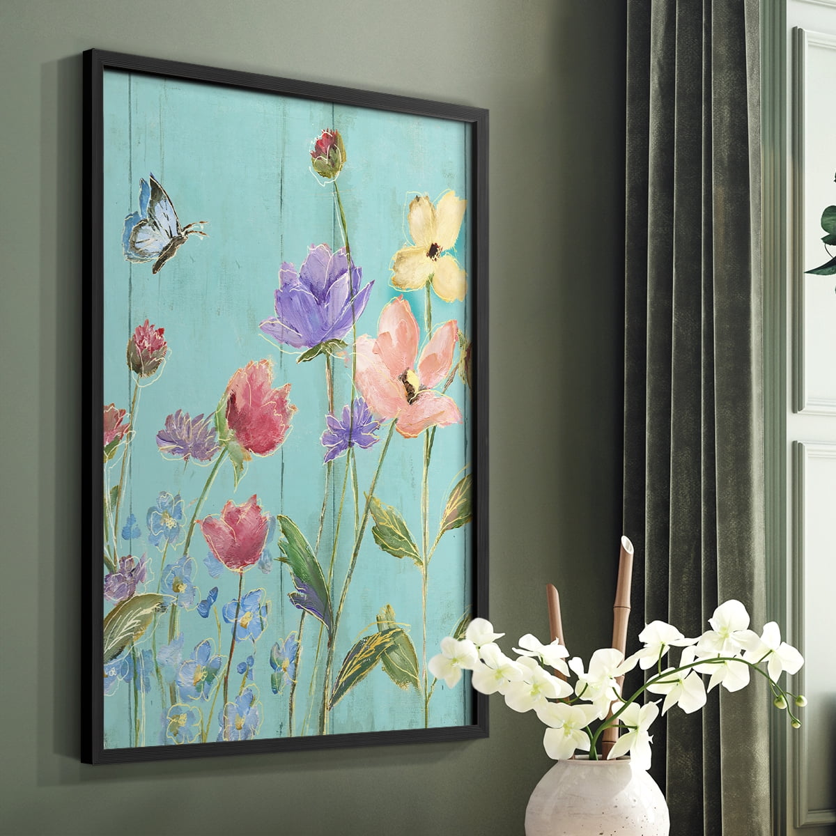Wildflower Flutter III Framed Print - Solid Wood in Single Picture Frame Solid Wood 2 Framed Print
