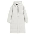 thumbnail image 4 of Scyoekwg Coats for Women Plus Size Winter Warm Zipper Hooded Long Jacket Casual Winter Warm Jackets Loose Outwear Long Sleeve Solid Color Outerwear (White,M), 4 of 5
