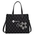 thumbnail image 2 of Bolsa Bolsos cruzados a la moda bolsos de hombro con asa superior para mujer con flores a cuadros (negro) Likrtyny Para Estrenar, 2 of 9