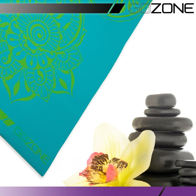 GO ZONE Multi-Purpose 4mm Yoga Mat, Teal Amulet Paisley, Non-Slip