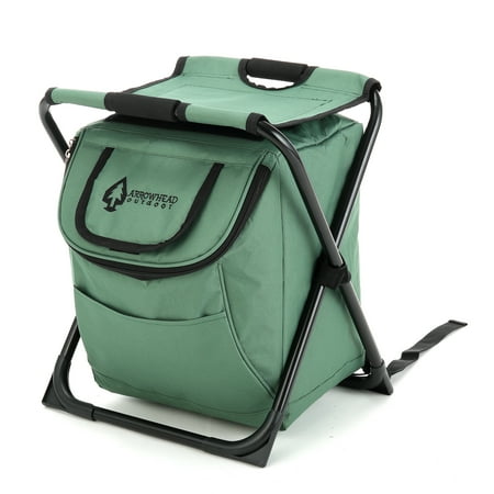 ARROWHEAD OUTDOOR Multi-Function 3-in-1 Compact Camp Chair: Backpack Stool & Insulated Cooler w/ External Pockets & Storage Bag Lightweight Large Backpack Fishing Hiking Heavy-Duty USA-Based