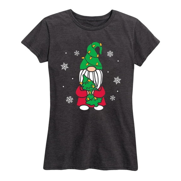 Instant Message - Gnome With Tree And Lights - Women's Short Sleeve Graphic T-Shirt
