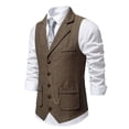 thumbnail image 4 of MXALUOB Men's Suit Vests V Neck Button Front Dress Vest Slim Fit Notched Lapel Formal Waistcoat with Pockets for Business Wedding, 4 of 5