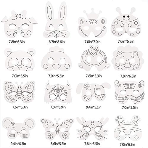 Máscaras de graffiti de papel en blanco DIY, máscaras para colorear de animales de la jung KHYHGT KHYHGT