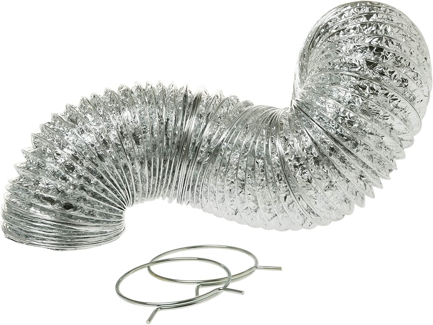 GE Appliances Flexible Foil Clothes Dryer Duct with Clamps, 1 Count