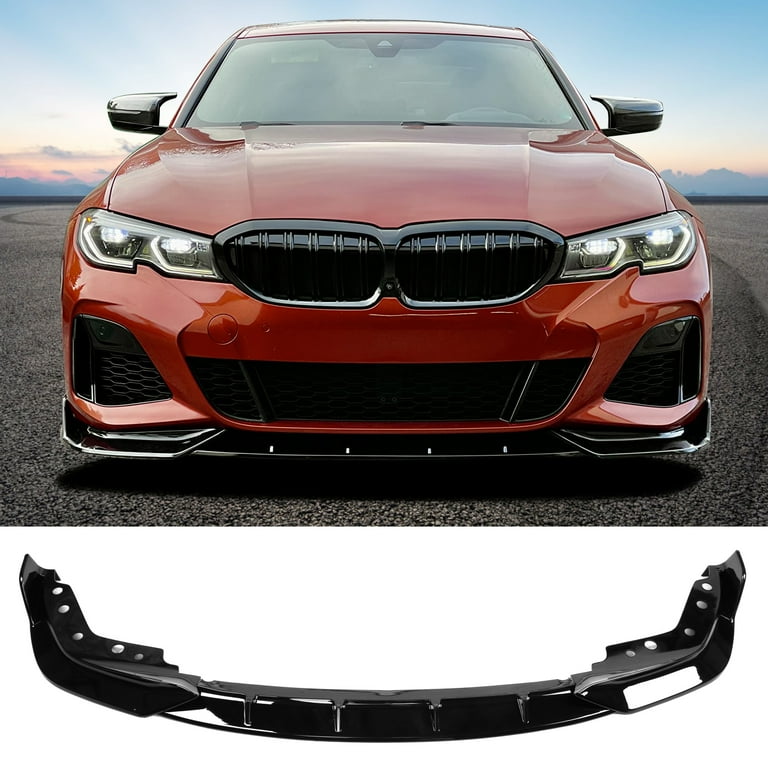 Gloss Black Front Bumper Spoiler Lip For BMW 3 Series G20 M340i M Sport (2019-2022) – 3-Piece PP Kit
