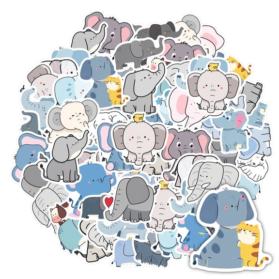 35pcs Cute Elephant Stickers Animal Kids Stickers PVC Sticker for Luggage Phone Guitar