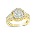 thumbnail image 2 of JewelMore 1 Carat Diamond Round Halo Engagement Wedding Ring Yellow Gold in 10K, 2 of 5