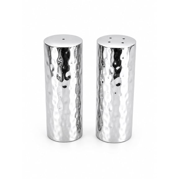 Stainless Steel Salt and Pepper Shaker Set, Round Metal Seasoning Shakers, Silver, Pack of 2