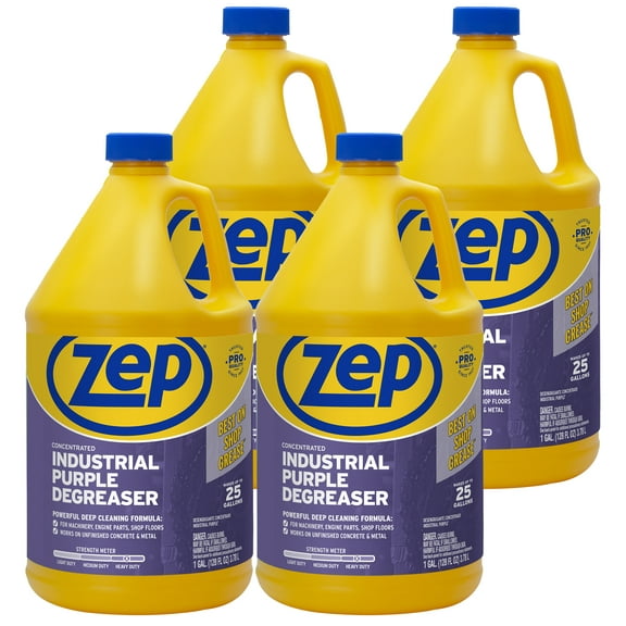 Zep Industrial Purple Cleaner And Degreaser Concentrate - 1 Gallon (Case of 4) R45810 - Powerful Deep Cleaner For aGarages, Engines, and Concrete