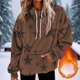 thumbnail image 2 of Ecqkame Women's Flannel Hoodies Casual Loose Print Long Sleeved Pullover Sweatshirt Hooded Pocket Fashion Hoodie Brown L, 2 of 5