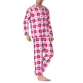 thumbnail image 2 of Wukai Plaid Heart Men's Long-Sleeve Pajama Set - Comfortable Sleepwear with Button-Down Shirt and Pants-Small, 2 of 6
