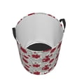 thumbnail image 3 of Daiia Leaves And Anemone Flowers In Red Grey Round Laundry Basket with Handles Thickened Waterproof Circular hamper,Dirty Clothes Storage Basket for Bedroom,Bathroom,College Dorm-Small, 3 of 8