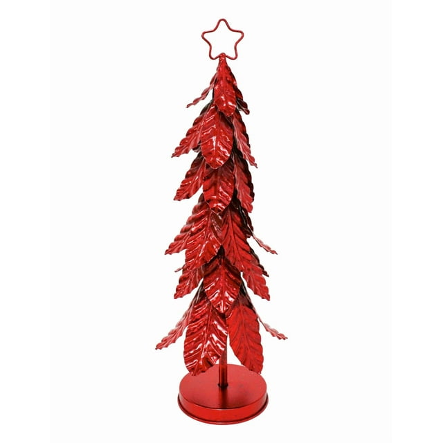 Árbol Navidad Metal 57 Cm Adorno Decoración Navideña Rojo