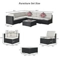 thumbnail image 3 of Patio Chairs & Seating Sets Furniture for Patio, 7-Piece Wicker Conversation Set w/2 Corner Sofa, Glass Table, 4 Single Sofa, 12 Padded Cushions, 2 Pillows, Beige, S5176, 3 of 10