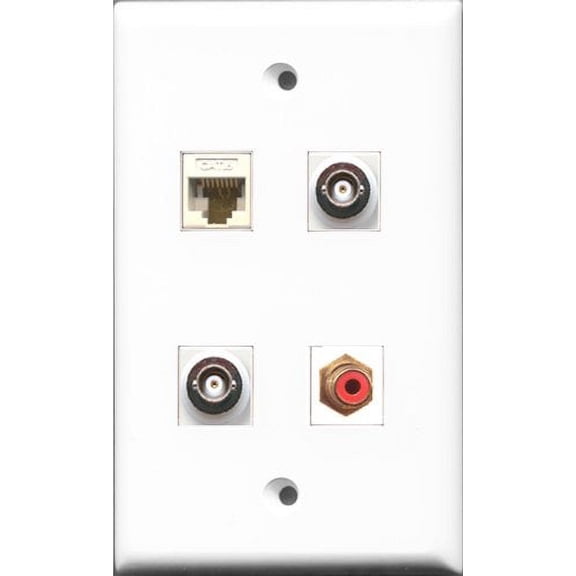 RiteAV 1 Port RCA Red 2 Port BNC and 1 Port Cat6 Ethernet White Wall Plate