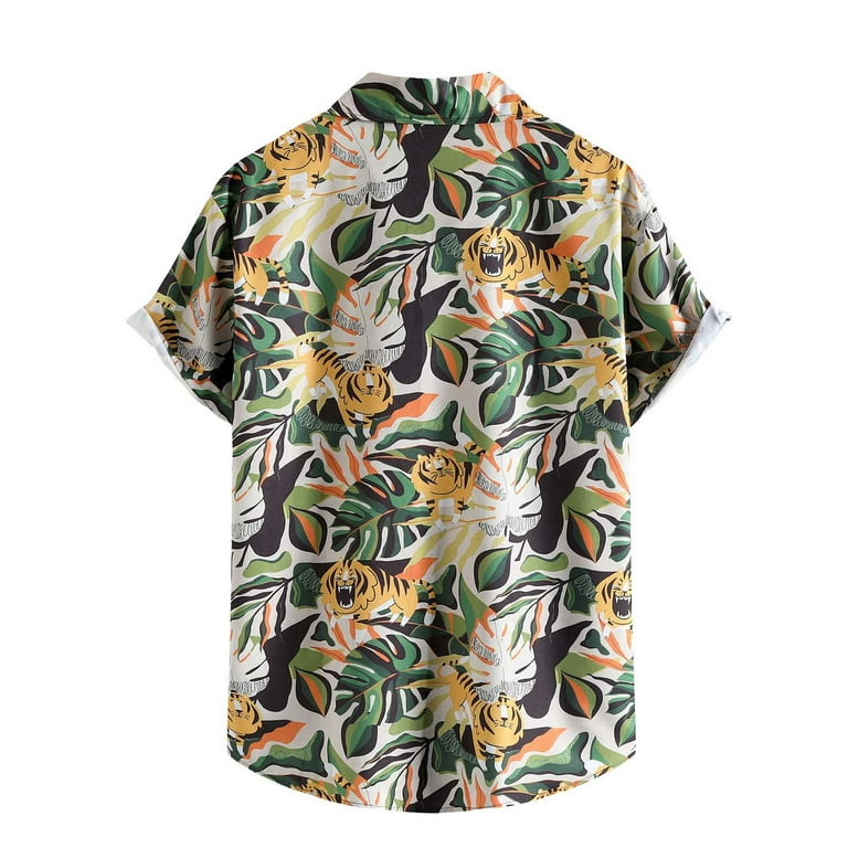 VBXOAE Men's Hawaiian Floral Shirts Button Down Tropical Holiday Beach  Shirts Short Sleeve Summer Beach Dress Shirts 
