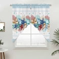 thumbnail image 2 of Swag Valance Curtains for Windows, Sky Blue Ocean Starfish Light Filtering Kitchen Curtains with Rod Pocket, Summer Coastal Coral Conch Window Treatment Valances for Living Room, 36x45 - 2 PCS, 2 of 9