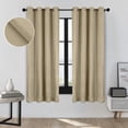 thumbnail image 2 of Superior Linen Blackout Curtains Set of 2, Grommet Header Curtain Panel Pair, Frosted Almond, 52"W x 72"L, 2 of 8