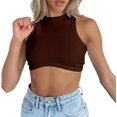 thumbnail image 1 of XINQIHANG Women's Crew Neck Racerback Knit Ribbed Basic Sleeveless Crop Tank Tops, 1 of 5
