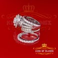 thumbnail image 5 of King of Bling's White Silver 18.95ct Cubic Zirconia Round Multi Row Bridal Set Men's Ring Size 8, 5 of 12