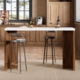 thumbnail image 2 of Modern 55" Rectangular Counter Height Dining Table – Faux Marble Top with T-Shaped Legs – Seats 4-6 – Cement Gray & Walnut for Kitchen, Dining, Living Room, Balcony, or Restaurant, 2 of 8
