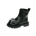 thumbnail image 2 of Bnwani Boots for Girls Ankle PU Leather Side Zipper Fleece Lined Velvet Bow Flat Princess Booties, 2 of 6