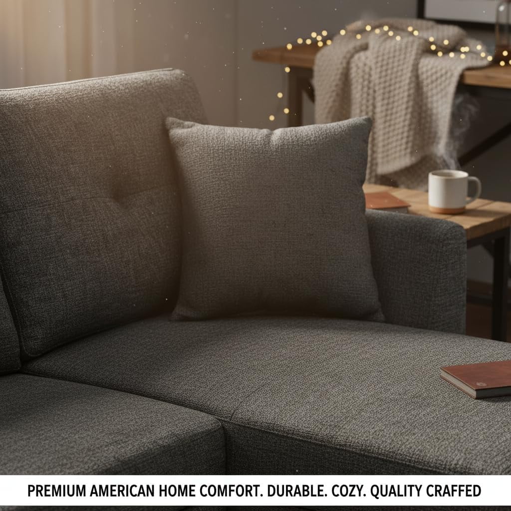 Howcool Sectional Sleeper Sofa with Pull Out Bed, 76.5"L Shape Convertible Linen Couch with Storage Chaise, 2 in 1 Pull Out Sofa Bed with 2 Seats, for Living Room, Apartment, Charcoal Black