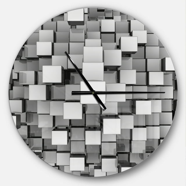 DesignArt Black and Grey Cubes Large Wall Clock