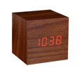thumbnail image 1 of Brown Wooden Digital Alarm Clock with Touch and Sound Control for Travel and Desk Use, 1 of 5