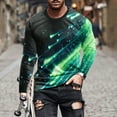 thumbnail image 2 of Yufatyle Fashion Printing T Shirts for Men Long Sleeve Round Neck Pullover Top Muscle Workout Shirts Casual Top, Mint Green XL, 2 of 5