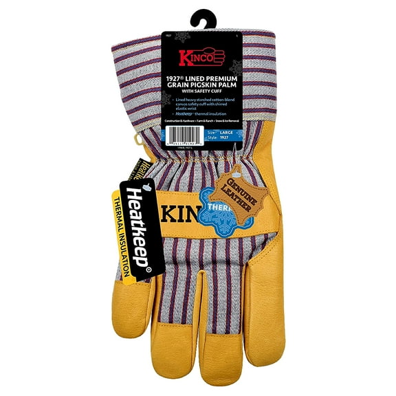 Kinco® 1927 Top Grain Insulated Pigskin Palm Work Gloves, Spring Ski Gloves