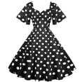 thumbnail image 1 of Generic C Women's Dress Retro New Travel Style Annual Meeting Skirt Wave Swing Short Sleeve Polka-Dot Mid-Length Large Swing Skirt, 1 of 1