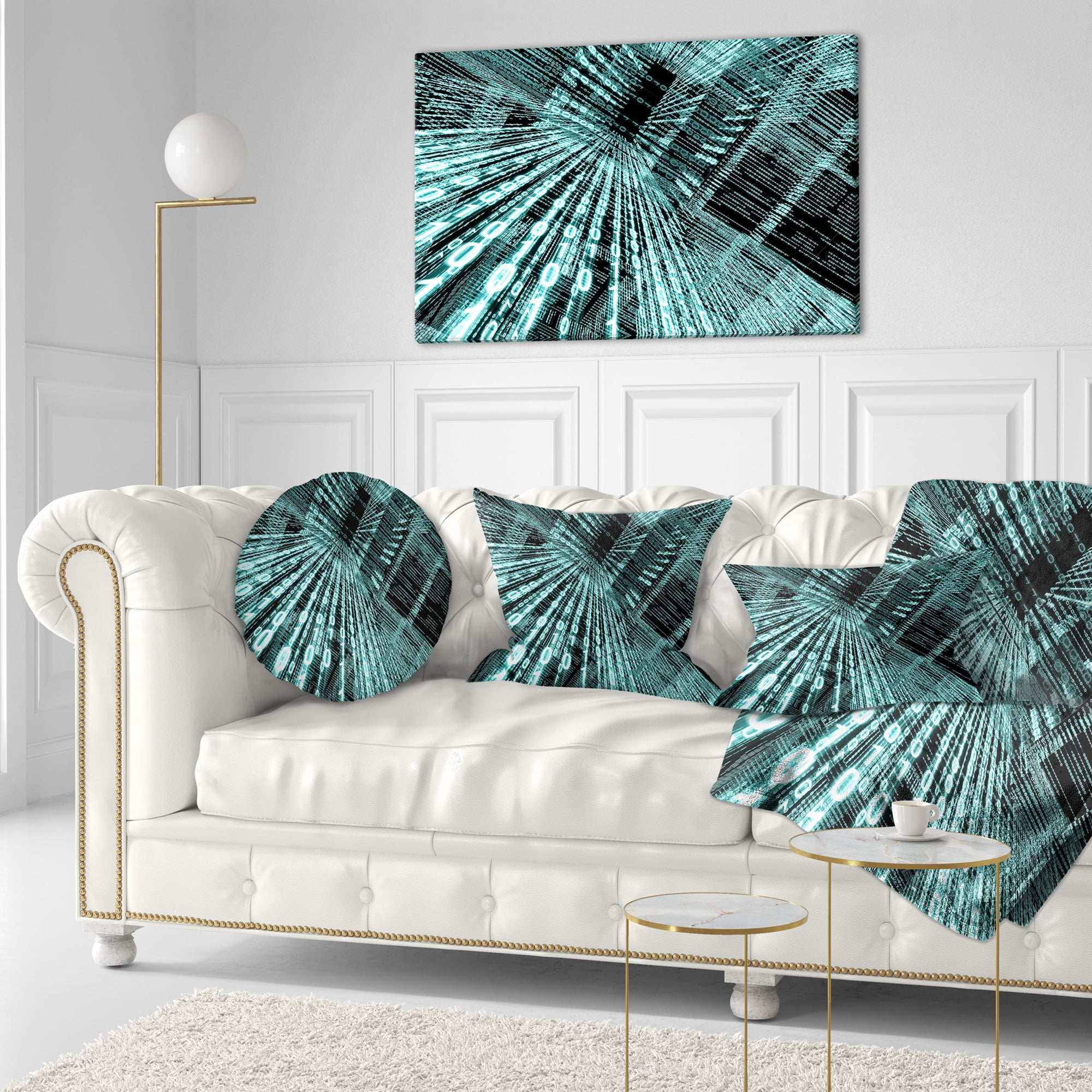 Designart Binary Code - Contemporary Throw Pillow - 12x20