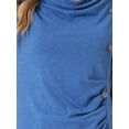 thumbnail image 5 of INSPIRE CHIC Women's Short Sleeve Button Decor Ruched Front Casual  Basic T-shirt XL Blue, 5 of 6