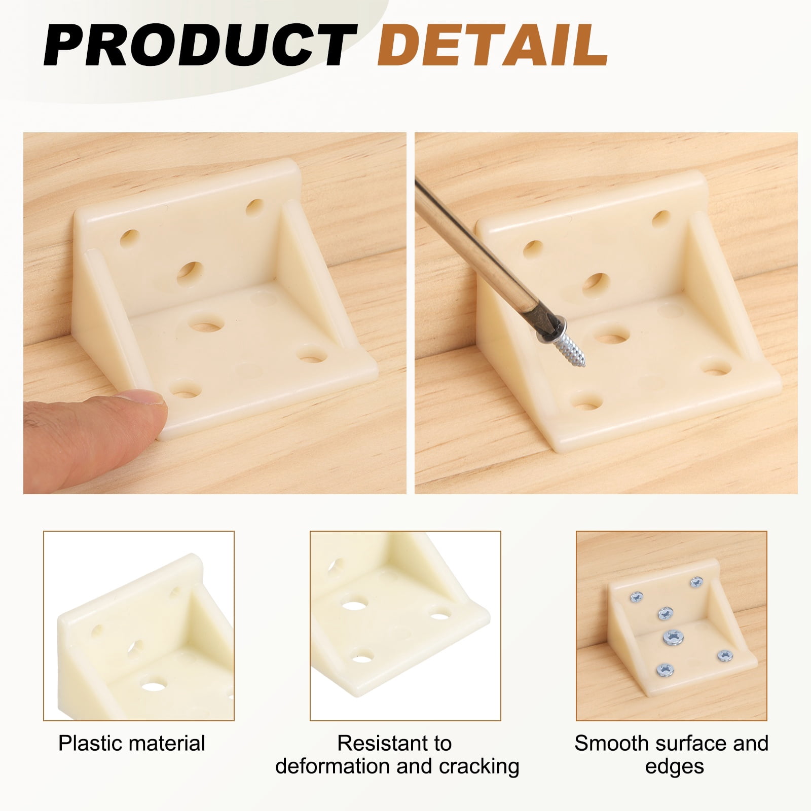 Uxcell 16 Pcs Plastic Shelf Support Peg, Right Angle Bracket, 2.13"x 1.69"x 1.3" L Shape Shelf Bracket with Screws for Wooden Frame Shelves Furniture