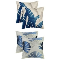 Unique Bargains 4 Pcs Leaf Throw Pillow Covers Plants Cushion Pillow Blue/Leaf-1