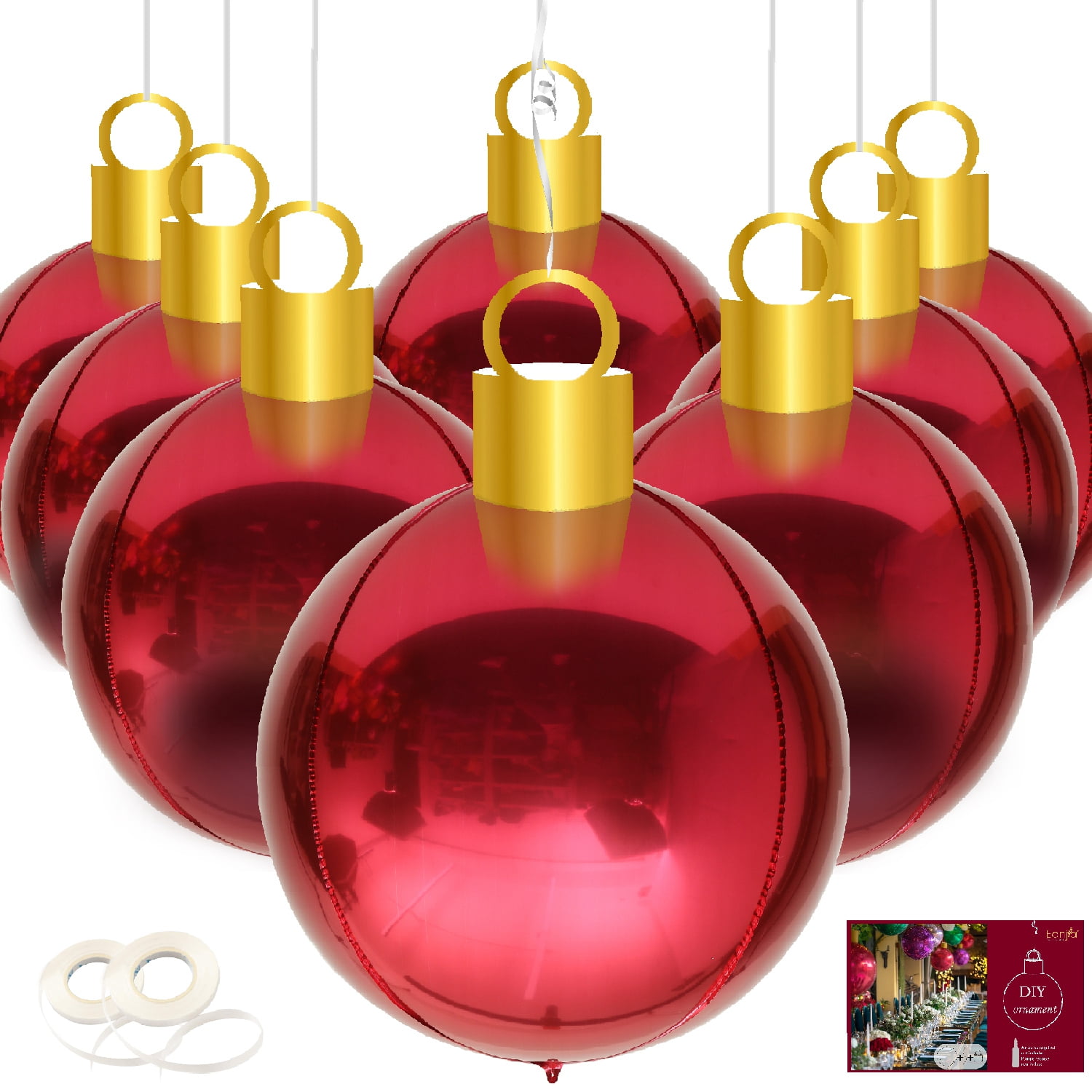 Eanjia XL Red Christmas Balloon Ornaments 8Count 40x58cm DIY Oversize