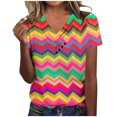 thumbnail image 2 of Fiudx Ofertas Flash Del Día Top de Primavera/Verano de Manga Corta Informal de Moda con Cuello En V para Mujer, 2 of 4