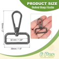 thumbnail image 2 of Uxcell Swivel Snap Hooks, Metal D Ring KeyChain Lanyard Clip Hook for DIY Crafts and Purse Making Graphite Black 1 1/4 Inch, 2 of 7