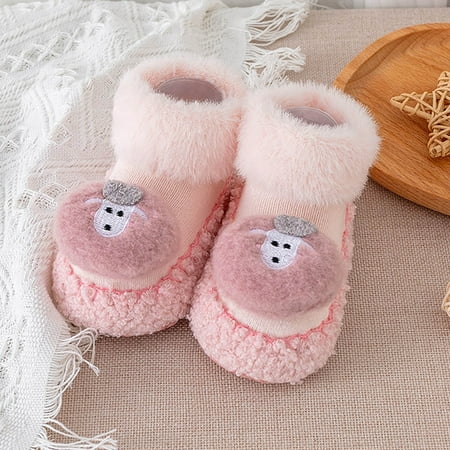 

Toddle Footwear Winter Toddler Shoes Soft Bottom Indoor Non Slip Warm Floor Animal Socks Shoes Pink 13