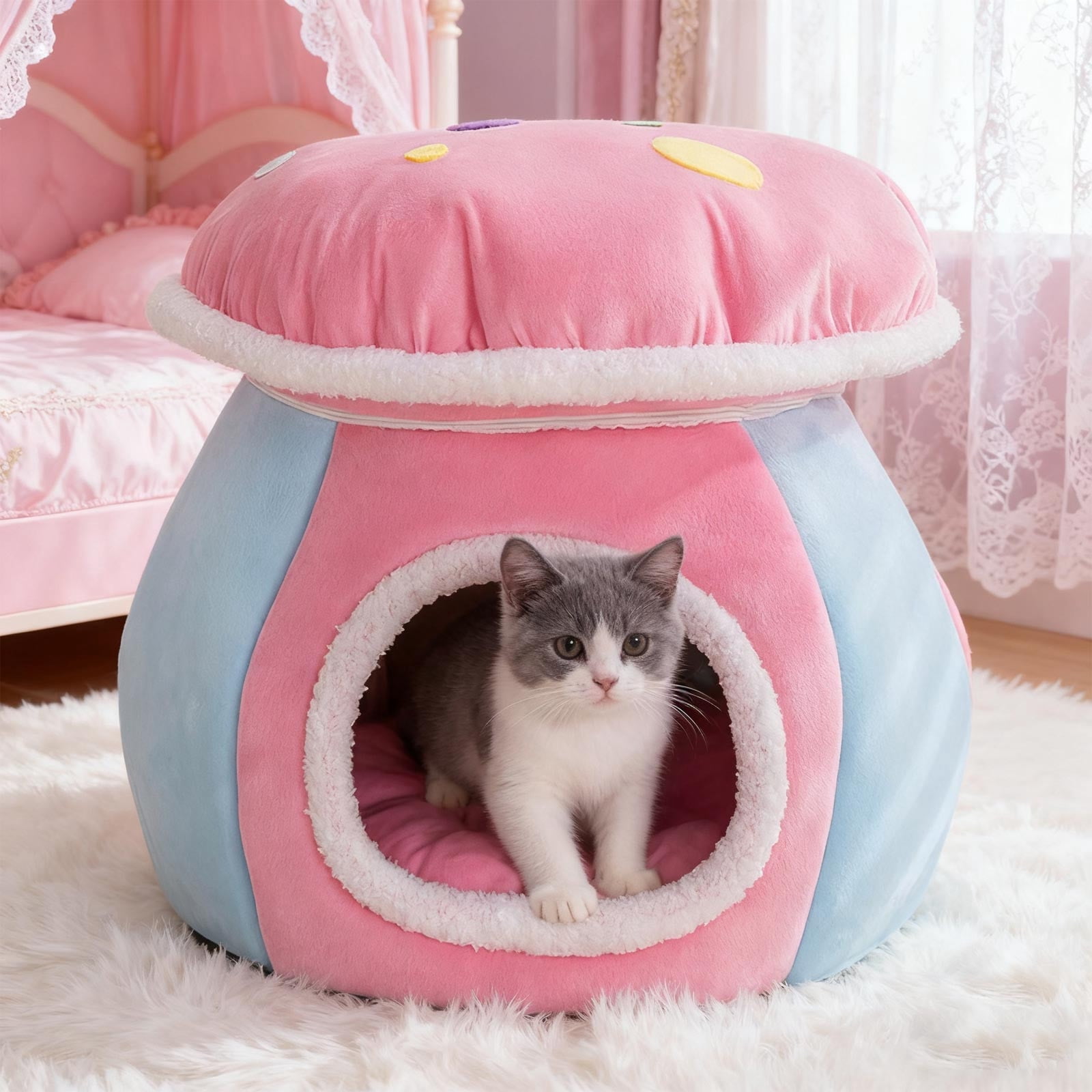 Pet Bed for Indoor cozy retreat with detachable cushion versatile design for cats dogs home use