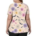 thumbnail image 4 of Fun Scrub Tops For Women，Halloween Scrubs Plus Size Women'S Cute Printed Short Sleeve V-Neck Nurse Care Worker Uniform Scrub Top With Pocket,Complexion，XXXL, 4 of 4