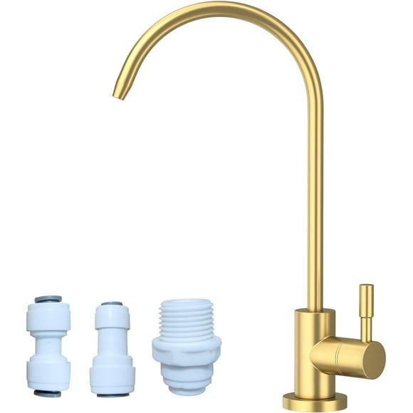 ERDS-Kitchen Direct Drinking Faucet for Non-Air Gap Reverse Osmosis Water Filtration System, Modern RO Kitchen Filter Faucet, 304 Stainless Steel, Reverse Osmosis Faucet.(Gold)